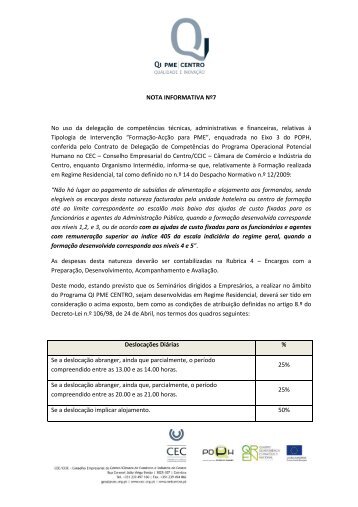 NOTA INFORMATIVA Nº7 No uso da delegação de competências ...