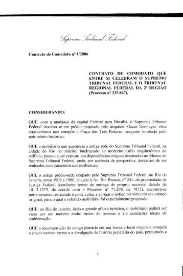 Contrato de Comodato entre o Supremo Tribunal Federal