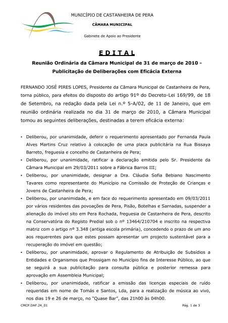 Abrir Edital .pdf - Página Oficial do Município de Castanheira de Pera