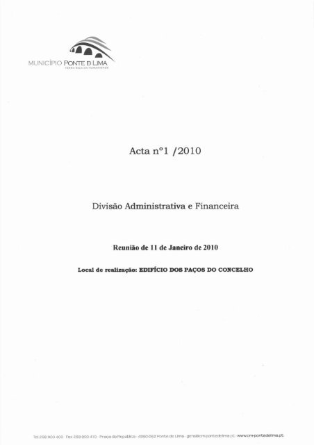 Divisão Administrativa e Financeira - Município de Ponte de Lima
