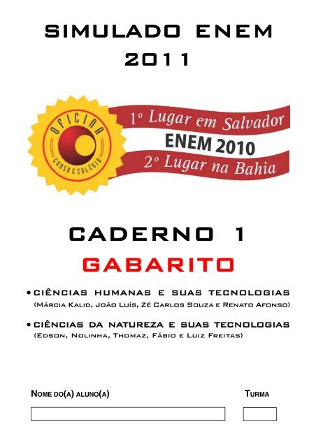 CADERNO 1 GABARITO