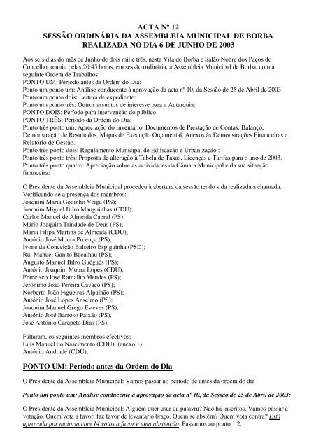 ACTA Nº 12.pdf - Câmara Municipal de Borba