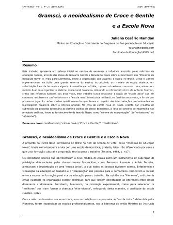 Gramsci, o neoidealismo de Croce e Gentile e a Escola ... - Unirevista