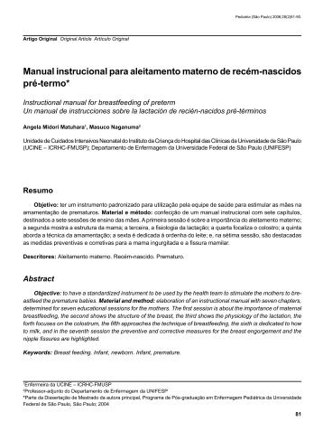 Manual instrucional para aleitamento materno de recém-nascidos ...