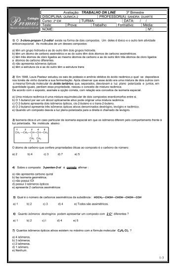 TRABALHO QUÍMICA II 2ª SÉRIE 3º BIM 2011