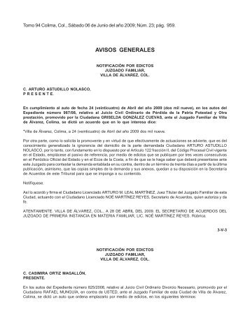 AVISOS GENERALES