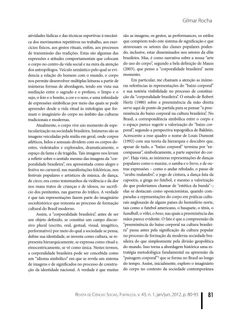 Paisagens corporais na cultura brasileira - Revista de Ciências ...