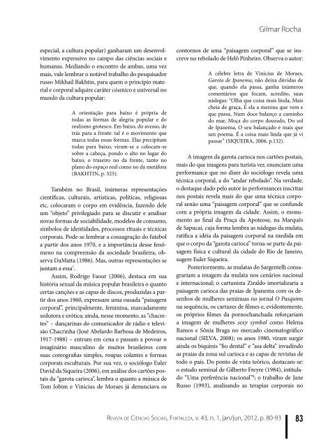 Paisagens corporais na cultura brasileira - Revista de Ciências ...