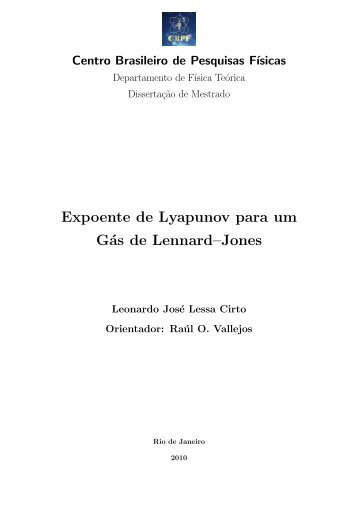 Expoente de Lyapunov para um Gás de Lennard–Jones - CBPFIndex