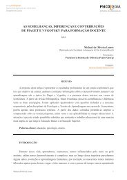 as semelhanças, diferenças e contribuições de piaget e vygotsky ...