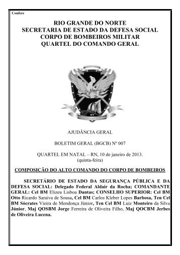Boletim Geral nº 007/2013, de 10 de janeiro de 2013 - Governo do ...