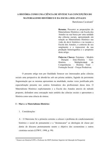 A História como uma Ciência de Síntese nas Concepções do ... - ISEP