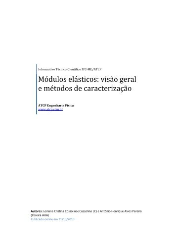 Módulos elásticos: visão geral e métodos de ... - Atcp.com.br