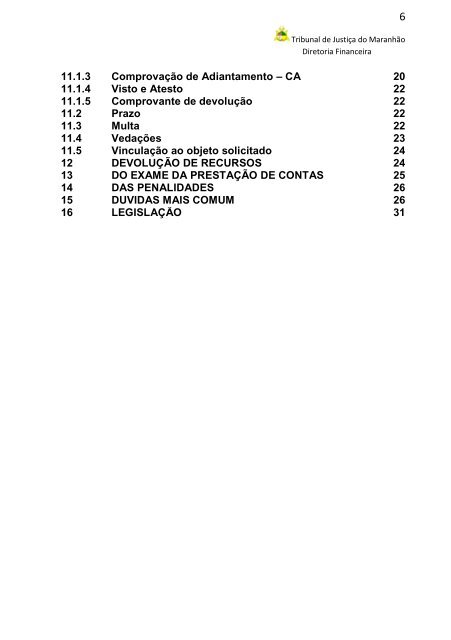 manual de utilização de adiantamento - Tribunal de Justiça do ...