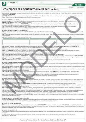 Contrato de Lua de Mel - Nascimento Turismo