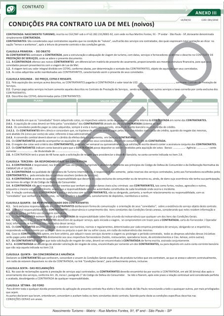 Contrato de Lua de Mel - Nascimento Turismo