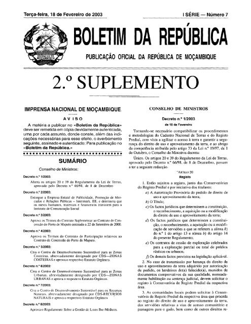 BOLETIM DA REPÚBLICA - Faolex