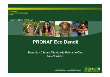 PRONAF Eco Dendê - Ministério da Agricultura