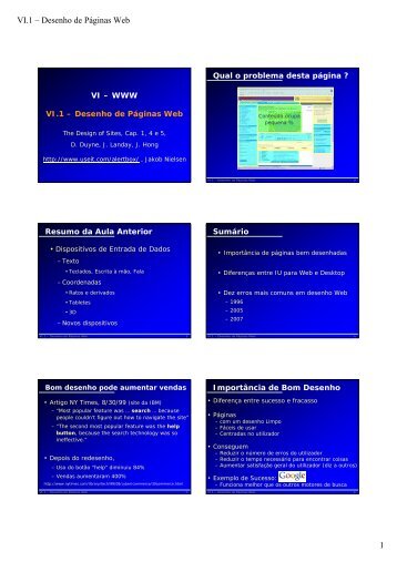 1 VI.1 – Desenho de Páginas Web