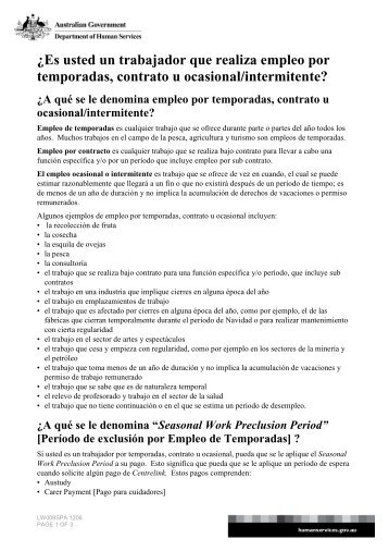 Are you a seasonal, contract or casual (intermittent) worker? - Spanish