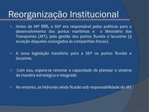 programa para portos mp 595 - Federação Nacional dos Portuários