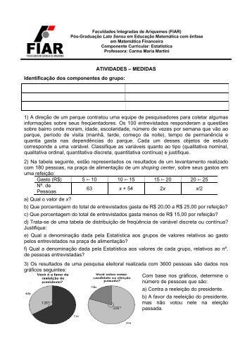 1) A direção de um parque contratou uma equipe de ... - Webnode