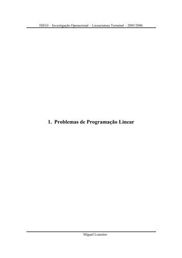 1. Problemas de Programação Linear