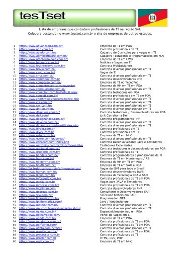 Lista de empresas que contratam profissionais de TI na região Sul ...