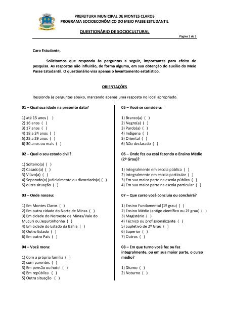 Questionário PAPERSU: participação pública