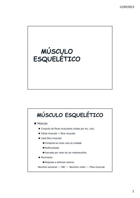 (Microsoft PowerPoint - Aula 8 - Fisiologia do m\372sculo esquel ...