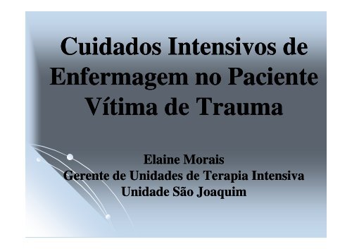 Cuidados Intensivos de Enfermagem no Trauma - ineti