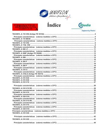 Principais características (valores medidos a 23ºC)