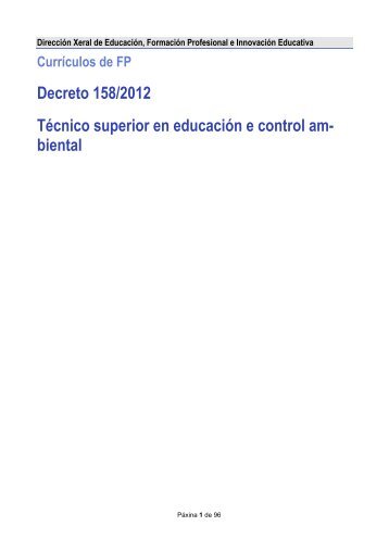 Decreto 158/2012 Técnico superior en educación e control am- biental