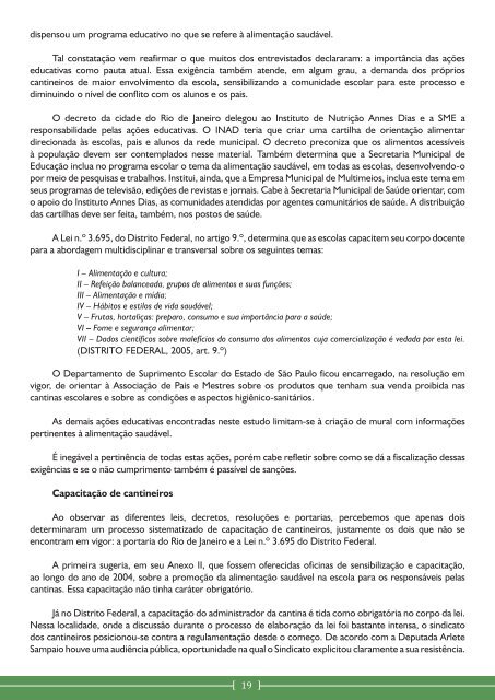 Regulamentação da Comercialização de Alimentos em Escolas no