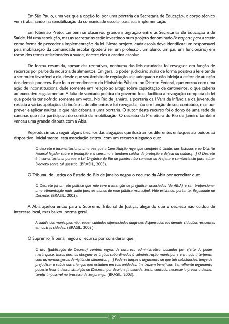 Regulamentação da Comercialização de Alimentos em Escolas no