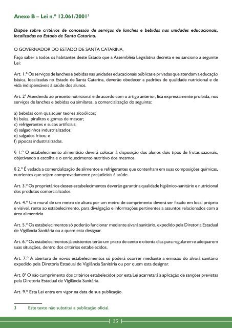 Regulamentação da Comercialização de Alimentos em Escolas no