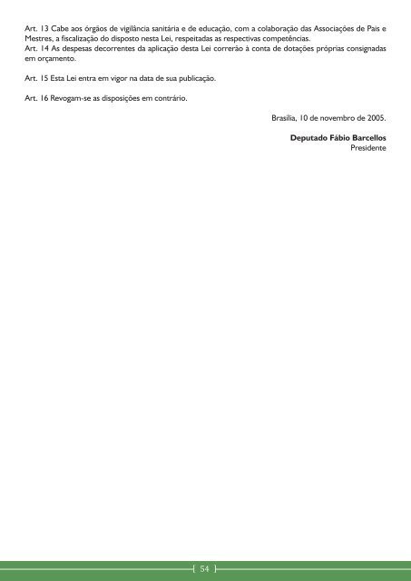 Regulamentação da Comercialização de Alimentos em Escolas no