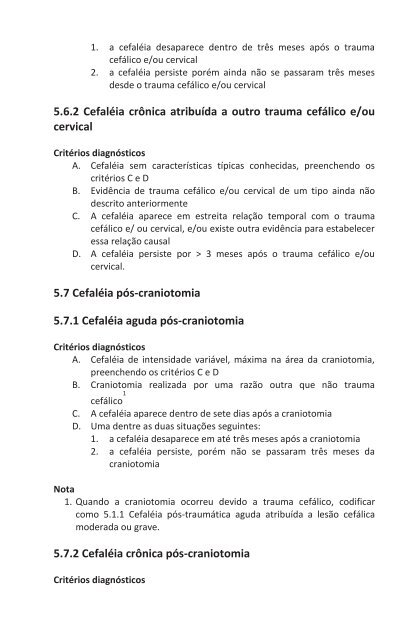 Classificação Internacional das Cefaléias - HGF – Neurologia