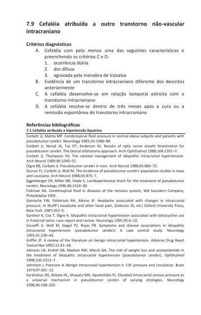 Classificação Internacional das Cefaléias - HGF – Neurologia