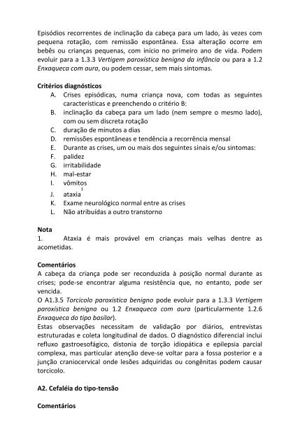 Classificação Internacional das Cefaléias - HGF – Neurologia