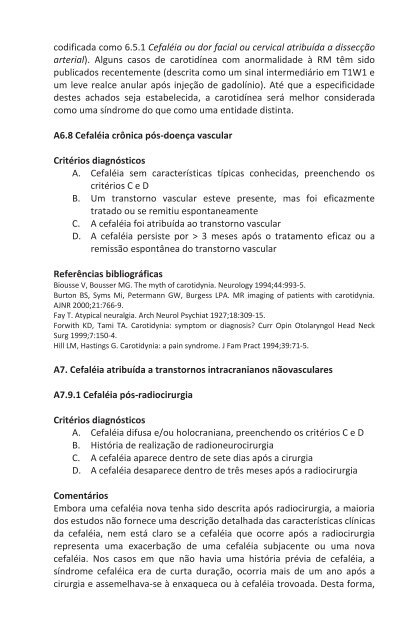 Classificação Internacional das Cefaléias - HGF – Neurologia