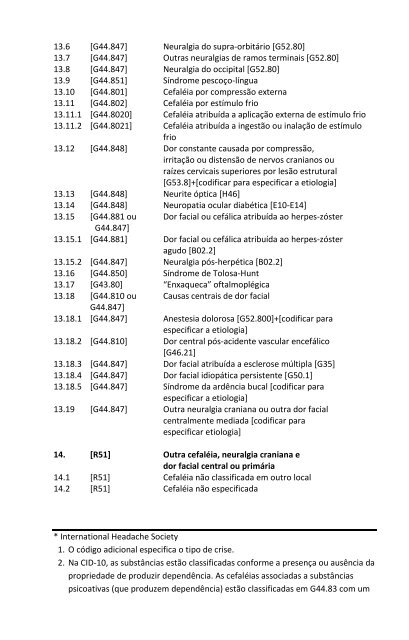 Classificação Internacional das Cefaléias - HGF – Neurologia