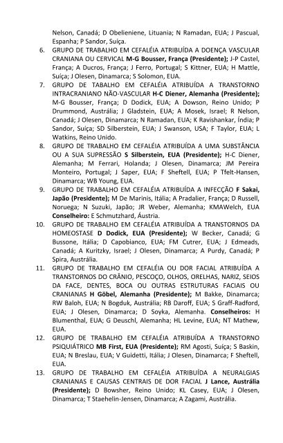 Classificação Internacional das Cefaléias - HGF – Neurologia