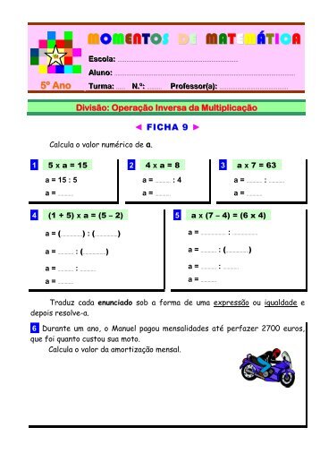 Resolução de Enunciados: Operação Inversa da ... - cmcmc