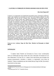 a leitura ea formação da pessoa segundo hugo de são vitor - DFE