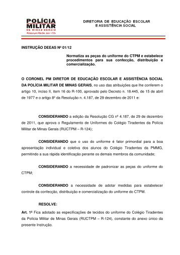 Catalago Uniformes CTPM - Polícia Militar de Minas Gerais