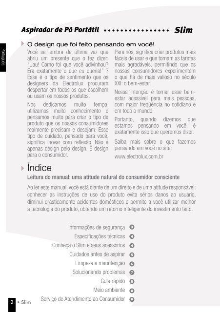 Manual do usuário Manual del usuario - Electrolux