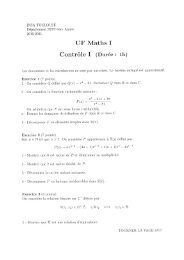 UF Maths I Contrôle I (Durée : 1h) - Etud - Insa - Toulouse