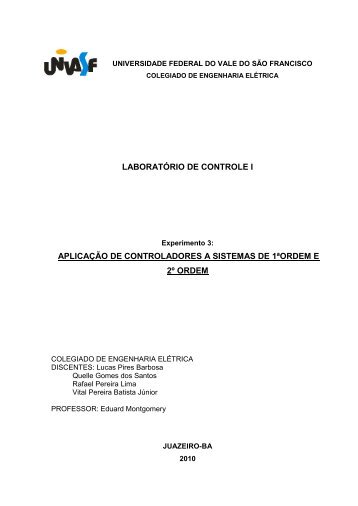 LABORATÓRIO DE CONTROLE I APLICAÇÃO DE ... - Univasf