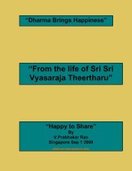 “From the life of Sri Sri Vyasaraja Theertharu” - Rayarusgrace.org